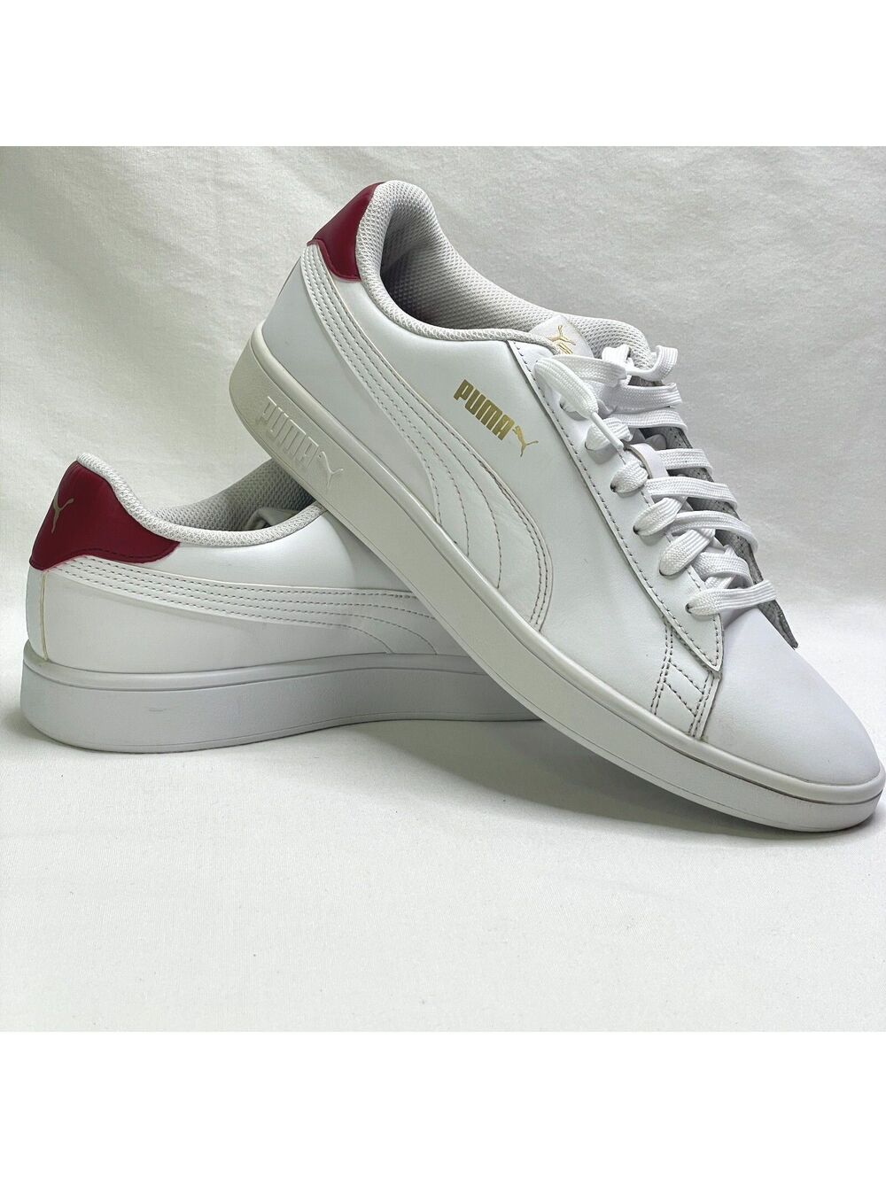 Puma Men's Shoes Smash v2 L White Leather Rhubarb Gold Size 11 365215-15